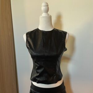 Princess Polly Black Leather Crop Top